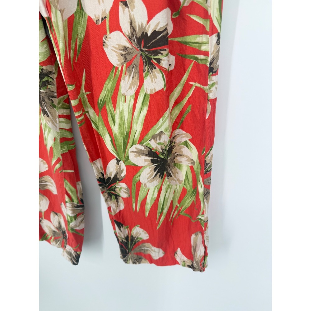 Valerie Stevens Womens Silk Cropped Pants Medium Tropical Resort Summer Beach - Picture 5 of 15